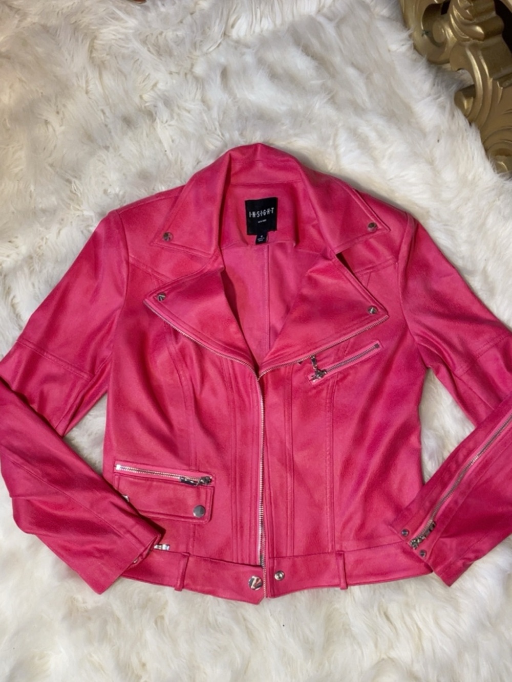 Insight Hot Pink Faux Leather Moto Jacket